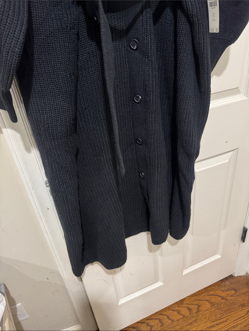 Anthropologie/Black Rib-Knit/Sweater/Button-Front Cardigan Dress/Coat/NWT! - Picture 10 of 15